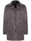 Bigardini Shearling-collared Suede Coat In Multi
