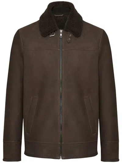 Bigardini Shearling Jacket With Cozy Collar And Structured Silhouette In Multi