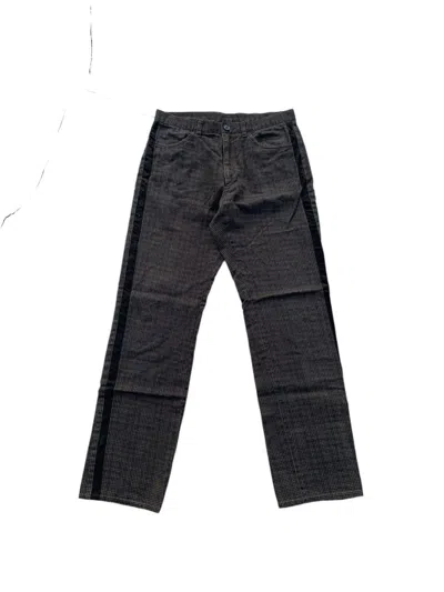 Pre-owned Bigi Men's  Houndstooth Check Casual Pants In Dark Brown