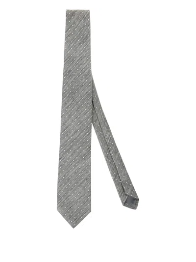 Bigi Milano Dotted Cotton Tie In Gray