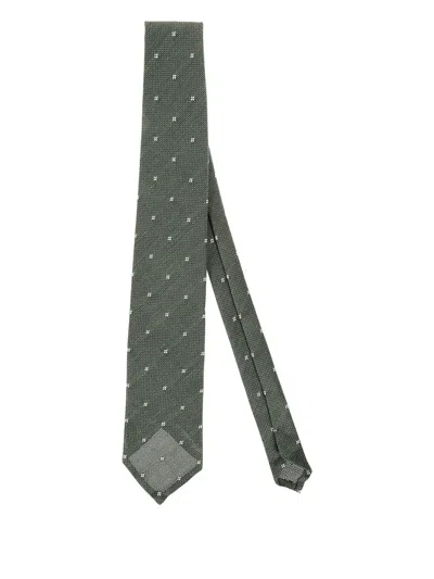 Bigi Milano Pattern Linen Tie In Green