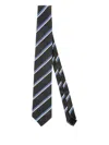Bigi Milano Striped Silk Tie In Blue