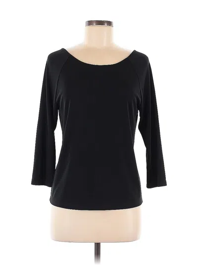 Pre-owned Bigio Collection 3/4 Sleeve Top Black Boatneck Tops
