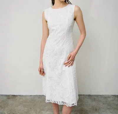 Bigio Collection Lace Midi Dress In White