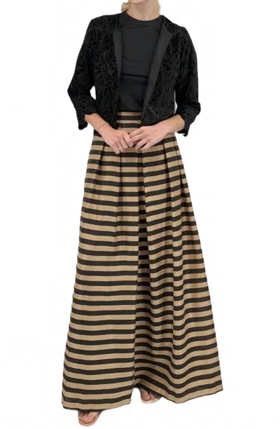 Bigio Collection Poly Striped Skirt In Black/gold