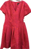 Bigio Collection V Neck Silk Dress In Red/fuchsia In Multi