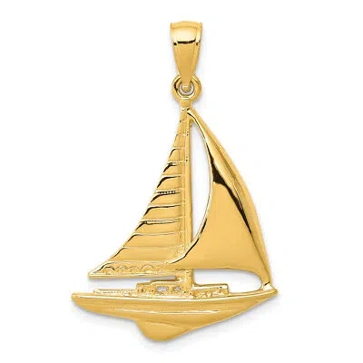 Pre-owned Bijou 14k 2-d Sailboat Pendant D4156 In Yellow