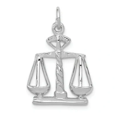 Pre-owned Bijou 14k White Gold Polished Open-backed Large Legal Law Scales Of Justice Charm