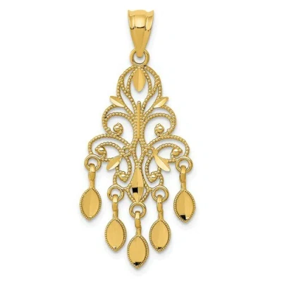Pre-owned Bijou 14k Yellow Gold Diamond Cut Polished Chandelier Charm Pendant