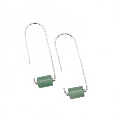 Bijou By Sam Women's Arc Threaders Earrings In Aventurine In Silver