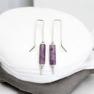 Bijou By Sam Women's Tube Drop Threader Earrings In Amethyst In Neutral