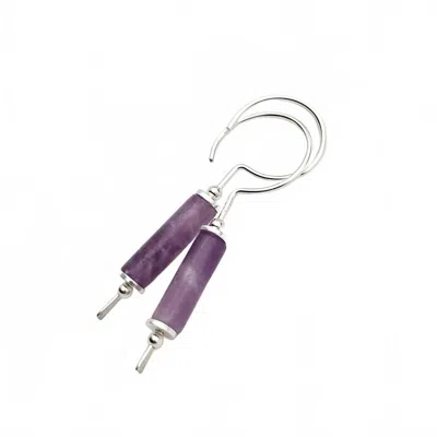 Bijou By Sam Women's Tube Drop Threader Earrings In Amethyst In Neutral