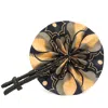 Bijoucreates Black / Neutrals Hand Fan - Navy & Peach Floral In Black