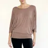 Bijourocks Bamboo Dolman Drape Top In Mocha