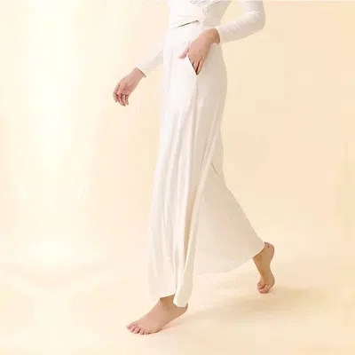 Bijourocks Bamboo Maxi Palazzo Pant In Ivory In White