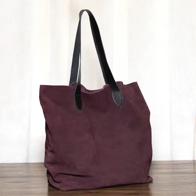 Bijourocks Jeni Tote Bag In Plum Suede In Red