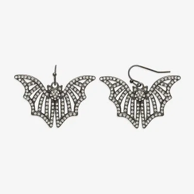 Bijoux Bar Black Bat Womens Glass Drop Earrings
