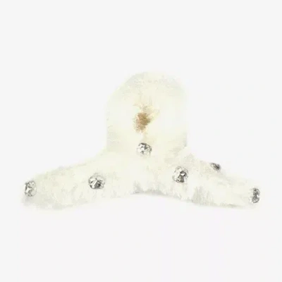 Bijoux Bar Black Fur Hair Clip In White