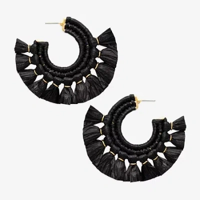 Bijoux Bar Black Raffia Womens Drop Earrings