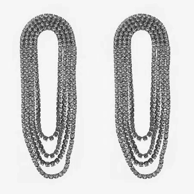 Bijoux Bar Black Womens Glass Drop Earrings