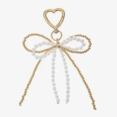 Bijoux Bar Bow Heart Bag Charm In White