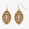 Bijoux Bar Brown Football Womens Glass Drop Earrings In Gold