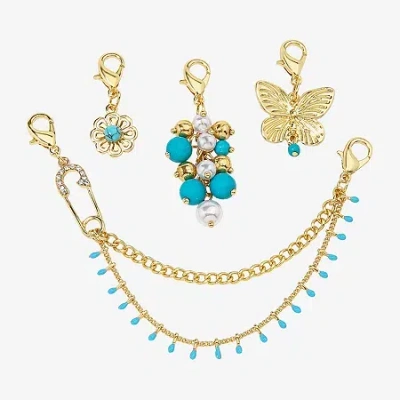 Bijoux Bar Butterfly Flower Shoe Charm In Blue