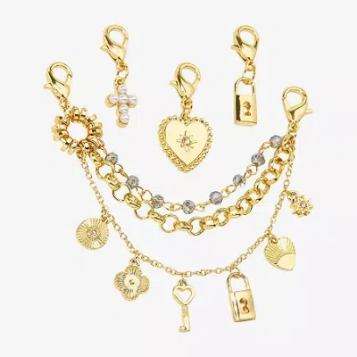 Bijoux Bar Cross Heart Shoe Charm In Yellow