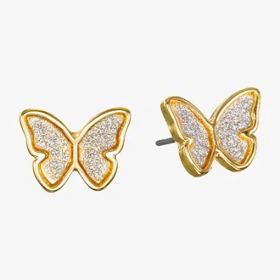 Bijoux Bar Delicates Gold Tone 12.6mm Butterfly Stud Earrings In Multi