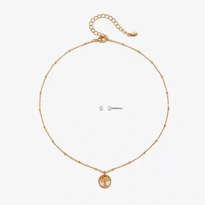 Bijoux Bar Delicates Gold Tone Tree Of Life Womens Round 2-pc. Jewelry Set In Yellow