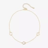 Bijoux Bar Delicates Gold Tone Womens 16 Inch Link Chain Necklace In White