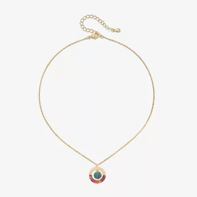 Bijoux Bar Delicates Gold Tone Womens 16 Inch Pendant Necklace In Multi