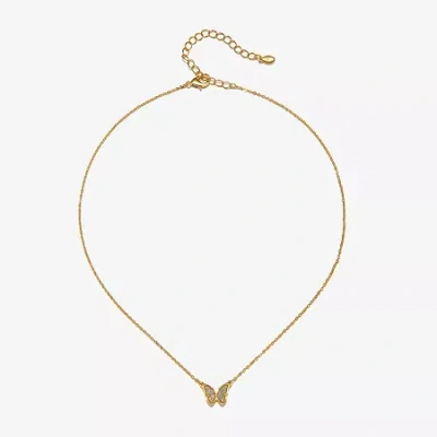 Bijoux Bar Delicates Gold Tone Womens Butterfly 16 Inch Pendant Necklace In Multi