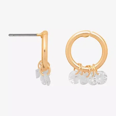 Bijoux Bar Delicates Gold Tone Womens Cubic Zirconia Round Drop Earrings In Yellow