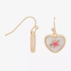 Bijoux Bar Delicates Gold Tone Womens Flower Heart Drop Earrings In Gold