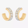 Bijoux Bar Delicates Gold Tone Womens Glass 17.5mm Round Hoop Earrings In Gold