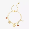 Bijoux Bar Delicates Gold Tone Womens Glass Bow Cherries Heart Charm Bracelet In Yellow