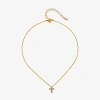Bijoux Bar Delicates Gold Tone Womens Glass Cross 16 Inch Pendant Necklace In Yellow