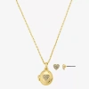 Bijoux Bar Delicates Gold Tone Womens Glass Heart 2-pc. Jewelry Set In Gold