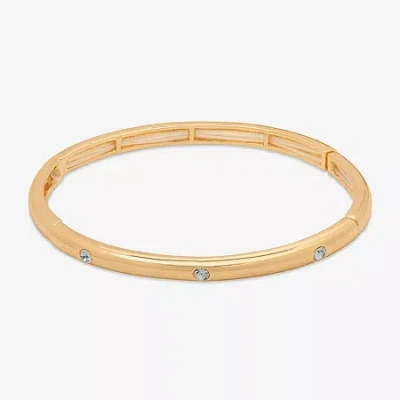 Bijoux Bar Delicates Gold Tone Womens Glass Round Stretch Bracelet In Yellow