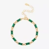 Bijoux Bar Delicates Gold Tone Womens Green Glass Strand Bracelet In Green