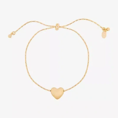 Bijoux Bar Delicates Gold Tone Womens Heart Bolo Bracelet In Yellow