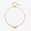 Bijoux Bar Delicates Gold Tone Womens Simulated Pearl Bow 16 Inch Pendant Necklace In Gold
