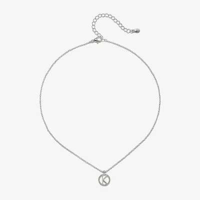 Bijoux Bar Delicates Initial Womens 16 Inch Pendant Necklace In Silver