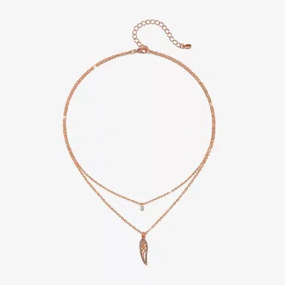 Bijoux Bar Delicates Rose Tone Womens Glass 16 Inch Strand Necklace In Pink