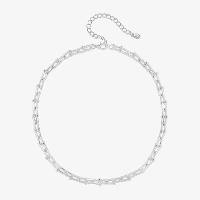 Bijoux Bar Delicates Silver Tone Womens 16 Inch Link Chain Necklace