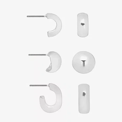 Bijoux Bar Delicates Silver Tone Womens 16mm Hoop Earrings