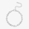 Bijoux Bar Delicates Silver Tone Womens 7.5 Inch Solid Link Chain Bracelet In Silver