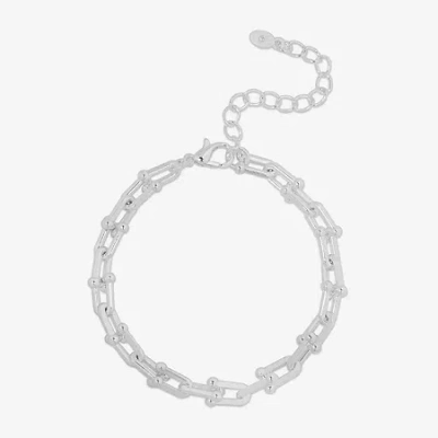 Bijoux Bar Delicates Silver Tone Womens 7.5 Inch Solid Link Chain Bracelet