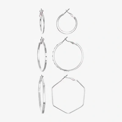 Bijoux Bar Delicates Silver Tone Womens Glass 3 Pair Earring Set